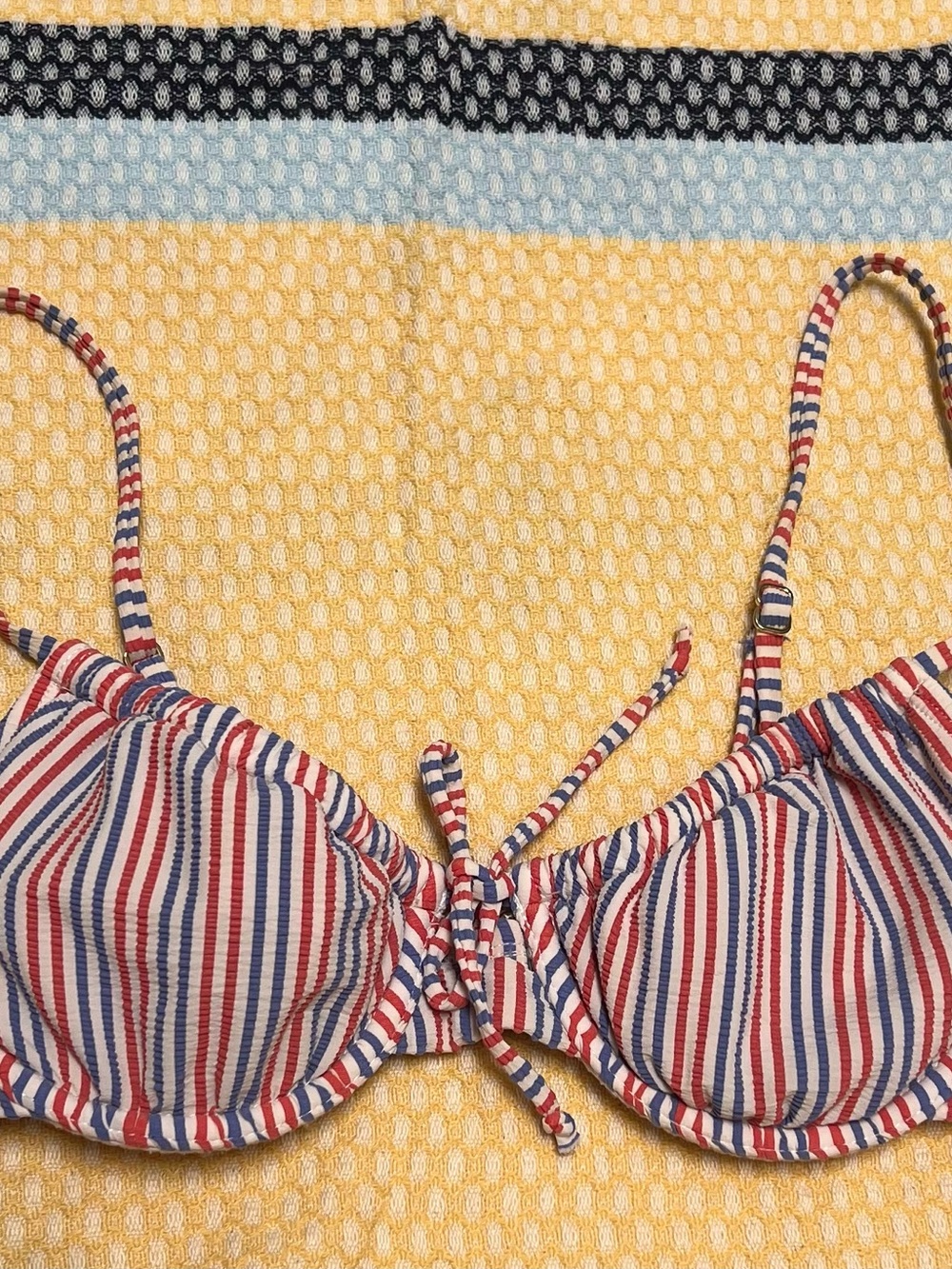 Xhilaration Red White Blue Striped Bikini Top